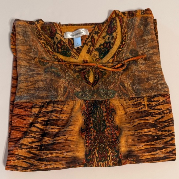 Dressbarn Boho Peasant Size Small Bell Sleeves Women’s Blouse Southwestern Print - Picture 10 of 16